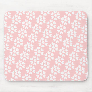 Baby Pink White Sweet Hearts Pattern Mouse Pad
