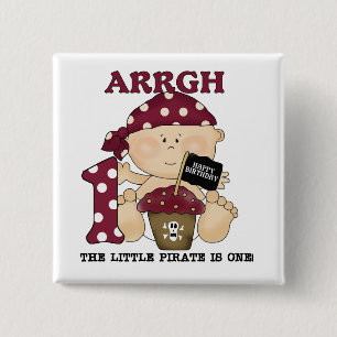 Baby Pirate 1st Birthday Tshirts and Gifts Button