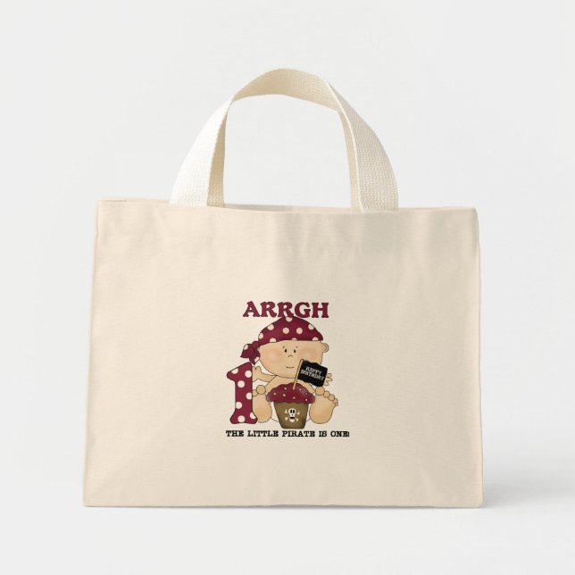 Baby Pirate 1st Birthday Tshirts and Gifts Mini Tote Bag (Front)