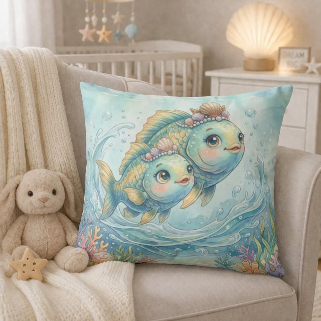 Baby Pisces Zodiac Nursery Kids Throw Pillow (Creator Uploaded)