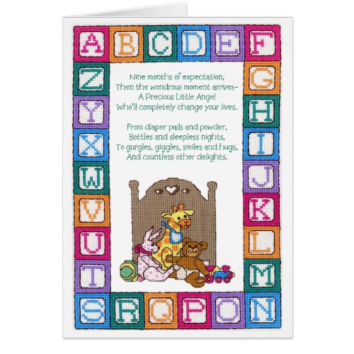 Baby Poem Cross Stitch Nursery Baby Card