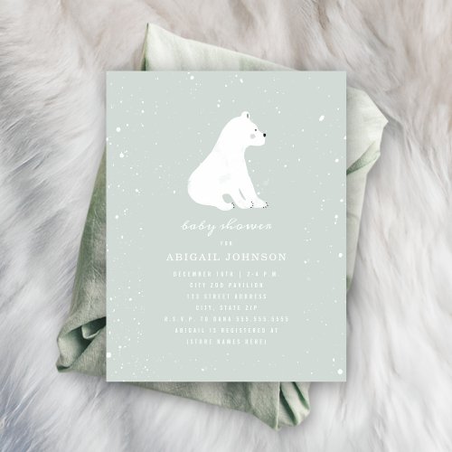 Baby Polar Bear Blue Baby Shower Invitation