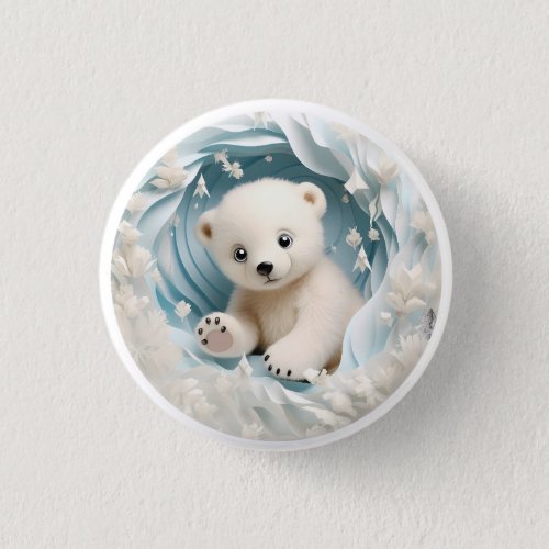 Baby Polar Bear Christmas Button