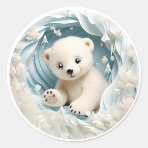 Baby Polar Bear Christmas Classic Round Sticker