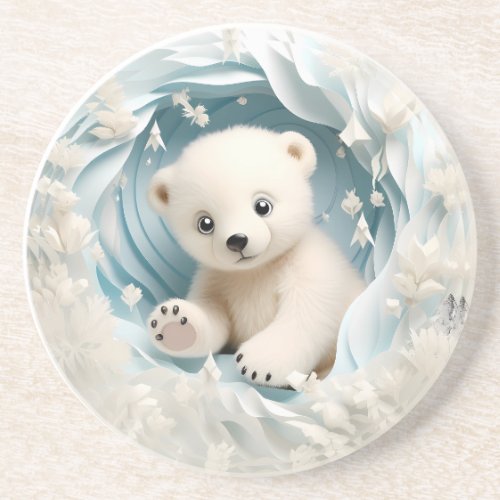 Baby Polar Bear Christmas Coaster