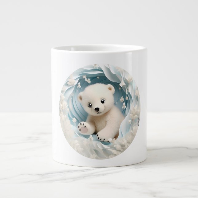 Baby Polar Bear Christmas Giant Coffee Mug (Front)