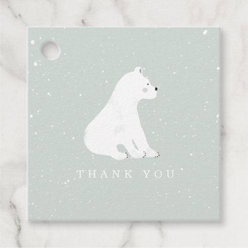 Baby Polar Bear Cub Winter Blue Baby Shower Favor Tags