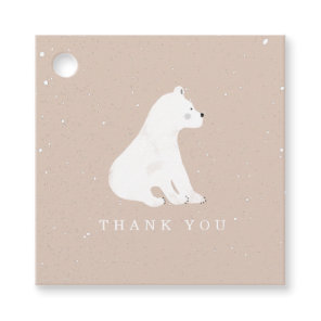 Baby Polar Bear Cub Winter Pink Baby Shower Favor Tags