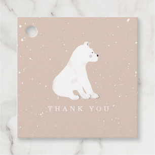 Baby Polar Bear Cub Winter Pink Baby Shower Favor Tags