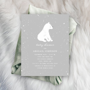 Baby Polar Bear Gray Baby Shower Invitation