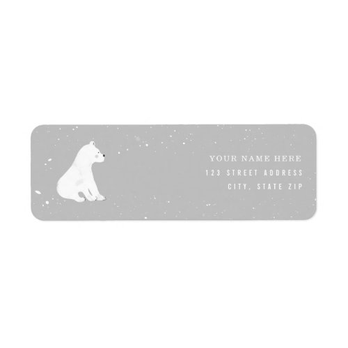 Baby Polar Bear Gray Neutral Winter Baby Shower Label