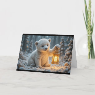 Baby Polar Bear with Lantern Magical Winter Card