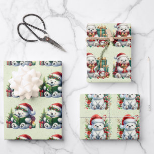 Baby Polar Bears Christmas Kids Wrapping Paper Sheets