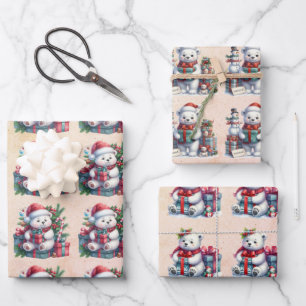 Baby Polar Bears Christmas Kids Wrapping Paper Sheets