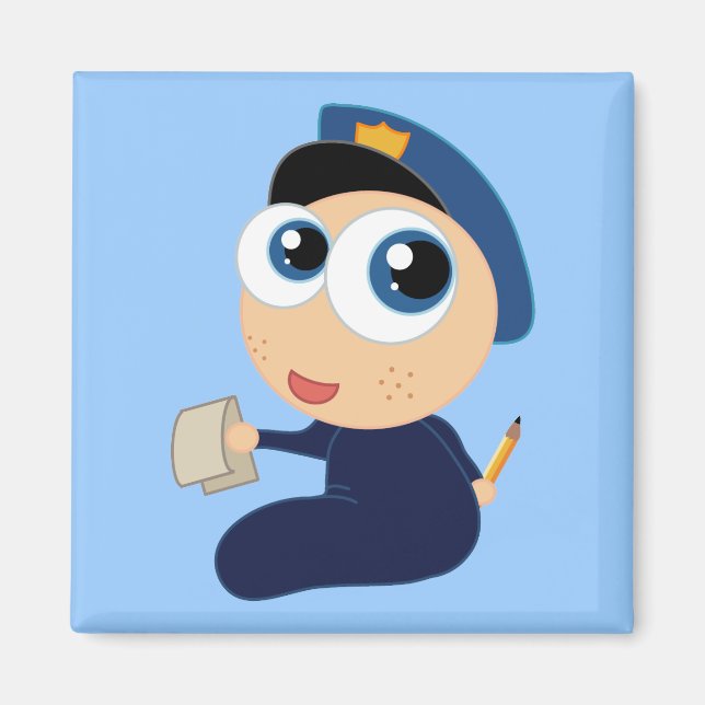 Baby Policeman Cartoon Magnet (Front)