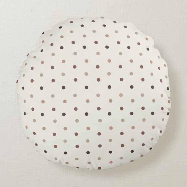 Baby polka dot pattern in brown tones round pillow (Front)