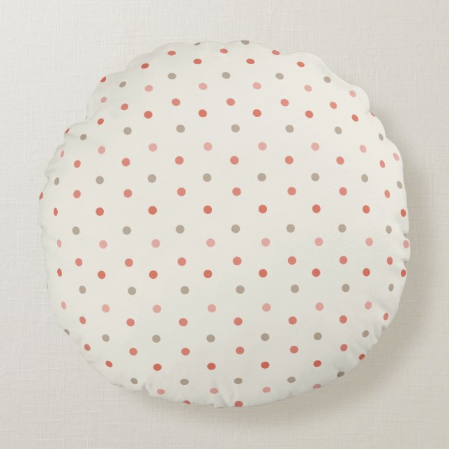 Baby polka dot pattern in warm tones round pillow (Front)