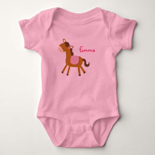 Baby Pony Horse Personalized Baby Creeper T-Shirt (Front)