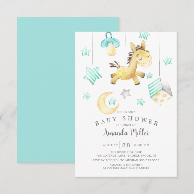 Baby Pony Mobile Neutral Baby Shower Invitation (Front/Back)