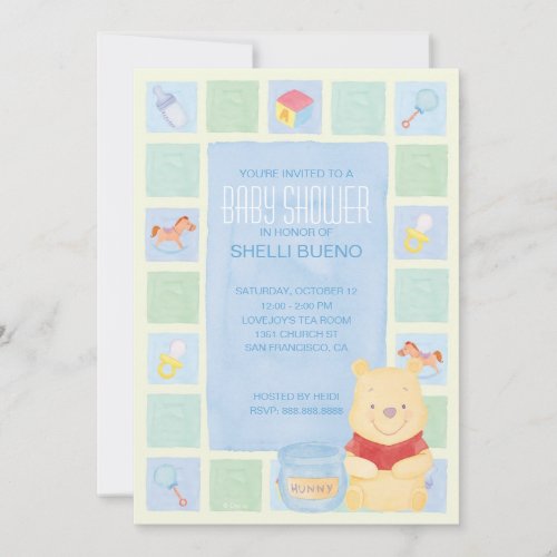 Baby Pooh and Hunny Baby Shower Invitation