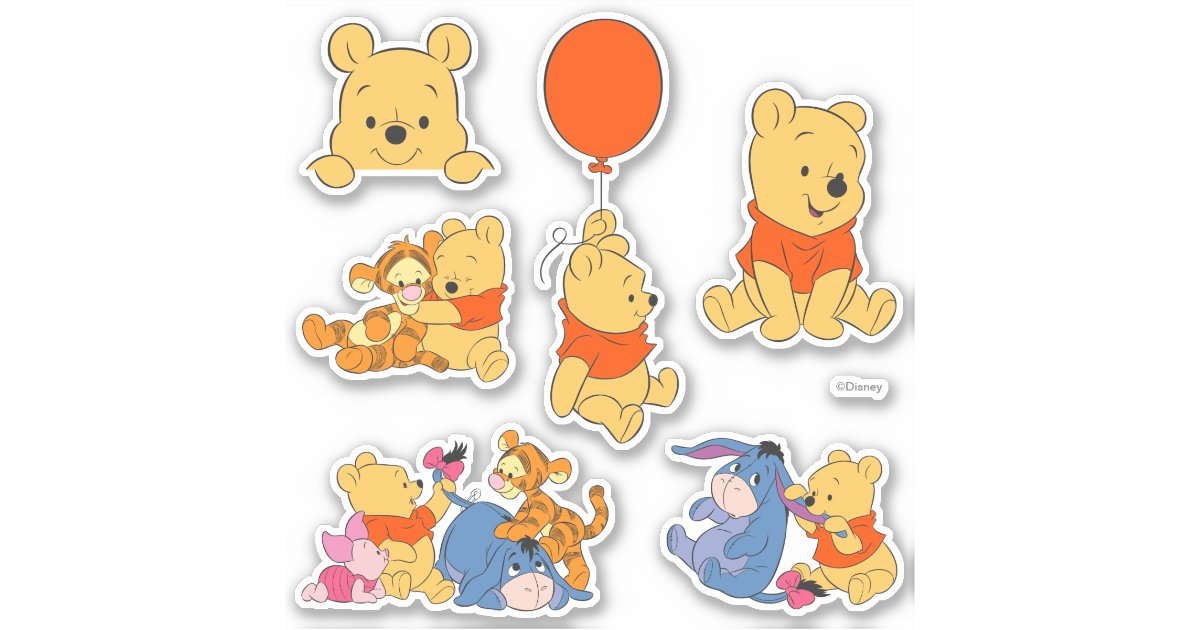 Classic Winnie the Pooh Illustrated Sticker, Zazzle.com