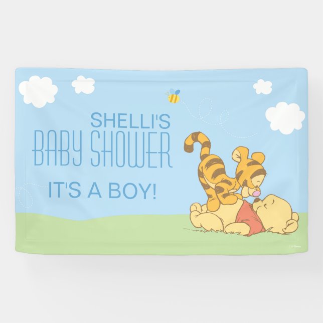 Baby Pooh and Tigger Baby Shower Banner (Horizontal)
