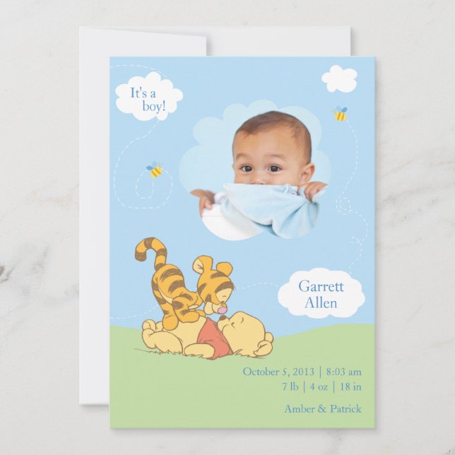 Baby Pooh and Tigger Birth Announcement (Front)