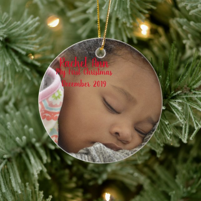 Baby Portrait Ceramic Circle Ornament (Tree)