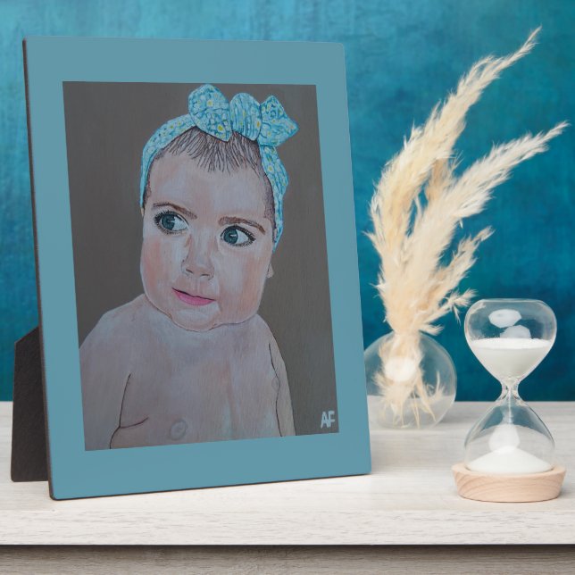 Baby Portrait Painting by Alfred Fox Plaque (Side)