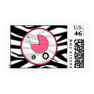 Baby Postage - Zebra Print / Hot Pink stamp