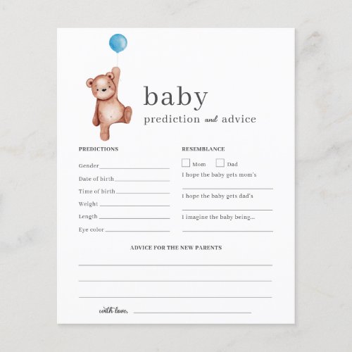 Baby Prediction and Advice Baby Shower Game Boy