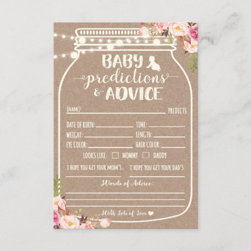 Baby Prediction and Advice Enclosure Card