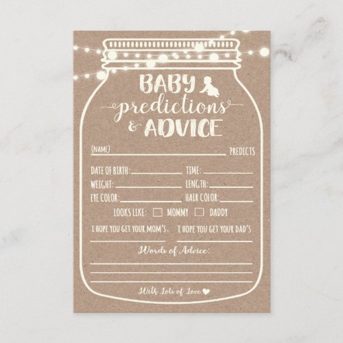 Baby Prediction and Advice Enclosure Card