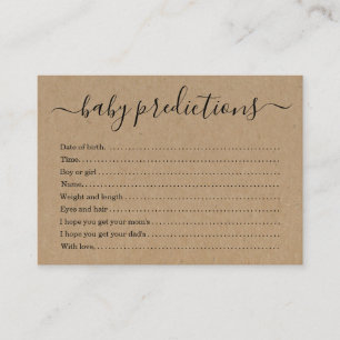 Baby Prediction Card Baby Shower - Rustic Kraft