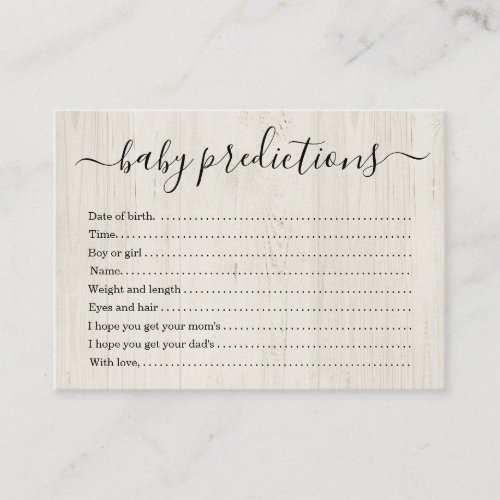 Baby Prediction Card Baby Shower - Rustic Wood - Baby Prediction Card Baby Shower - A wonderfully rustic wood backdrop for your shower baby prediction cards.
