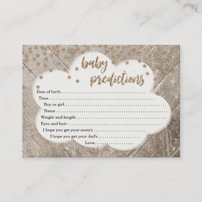 Baby Prediction Card for Baby Shower - Rustic Wood (Front)