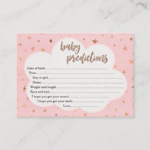 Baby Prediction Card for Girls Baby Shower
