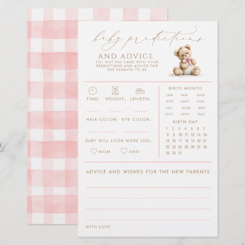 Baby Predictions & Advice Bear Baby Shower Game