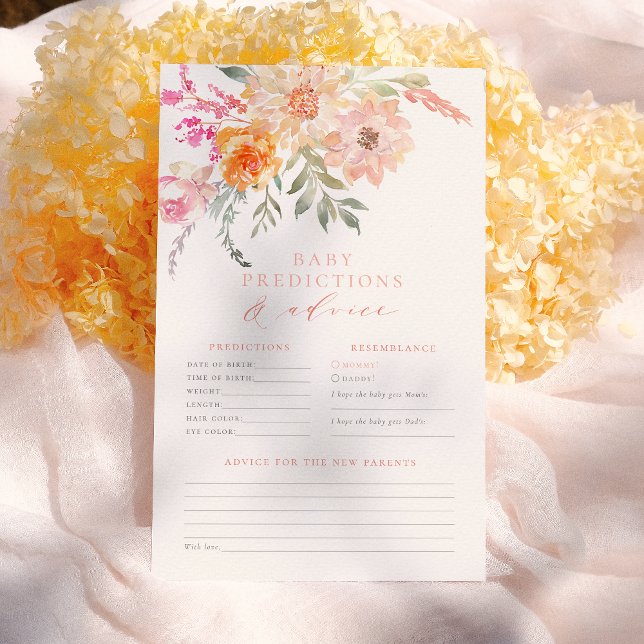 Baby Predictions & Advice Blush Teal Spring Floral (Creator Uploaded)