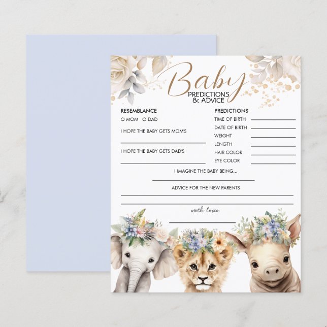 Baby Predictions & Advice Boy Safari Baby Shower (Front/Back)