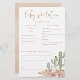 Baby predictions advice card cactus desert boho