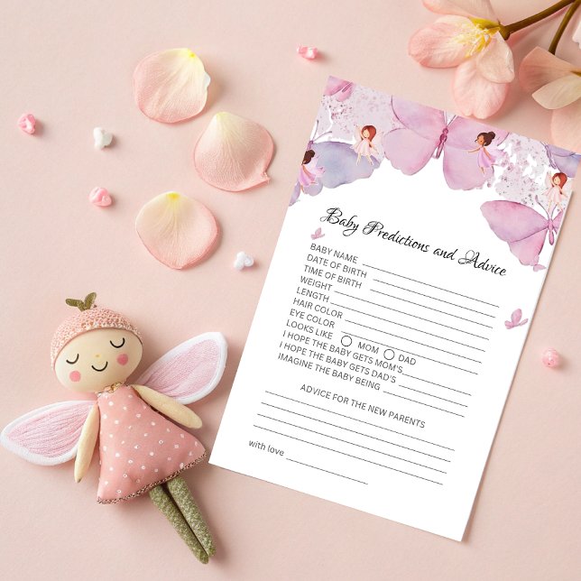 Baby Predictions & Advice Card - Fairy Baby Shower (Creator Uploaded)