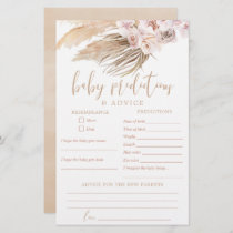 Baby predictions advice card pampas grass boho