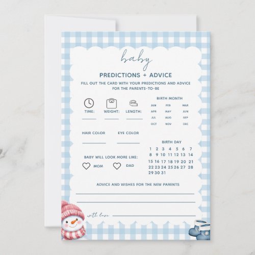 Baby Predictions Advice Winter Baby Shower Card