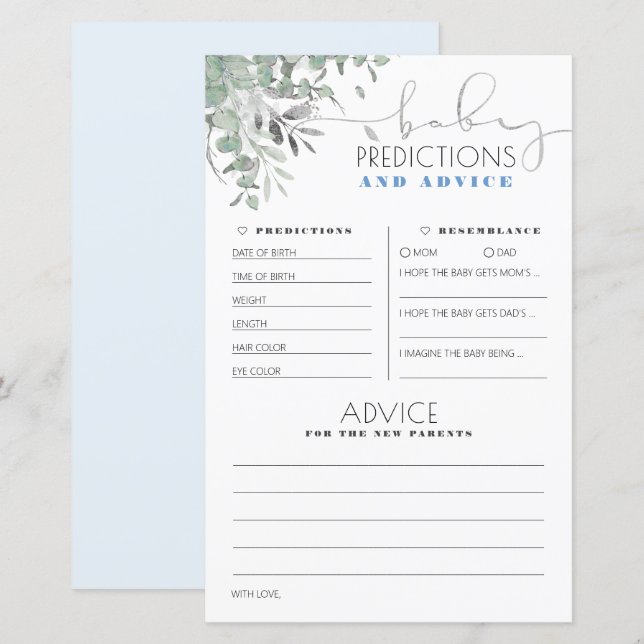 Baby Predictions and Advice Baby Shower Card (Front/Back)