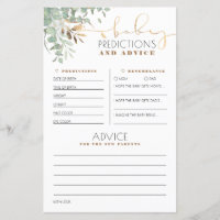 Baby Predictions and Advice Baby Shower Card