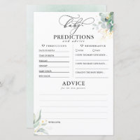 Baby Predictions and Advice Baby Shower Card