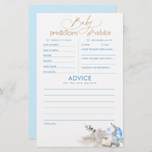 Baby Predictions and Advice Baby Shower Game