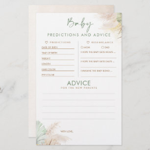 Baby Predictions and Advice Baby Shower Game