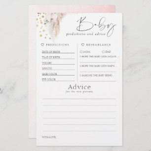 Baby Predictions and Advice Baby Shower Game